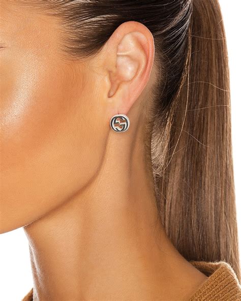 gucci craft silver stud earrings|gucci trademark earrings.